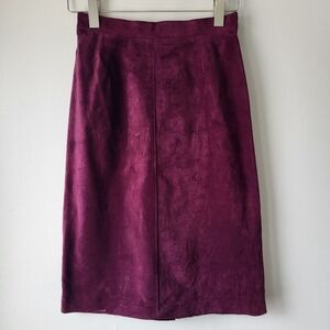 One+One Petite Burgundy Suede Skirt